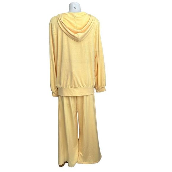 NATORIOUS by Natori Yellow French Terry 2 Piece Zip up Hoodie and Pant Set NEW - Picture 5 of 11